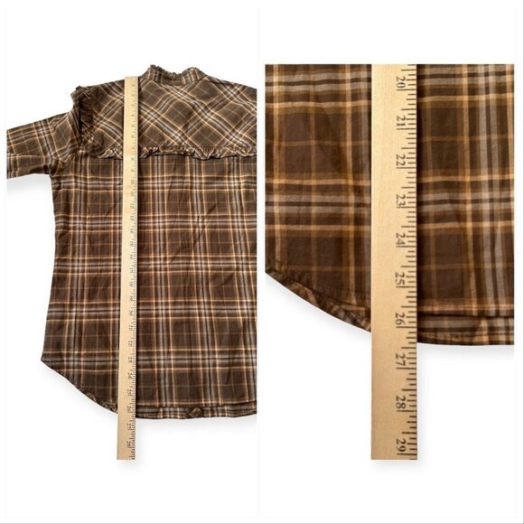 Nili Lotan Brown Plaid Celina Blouse, New With Tag, Size S - Picture 14 of 15